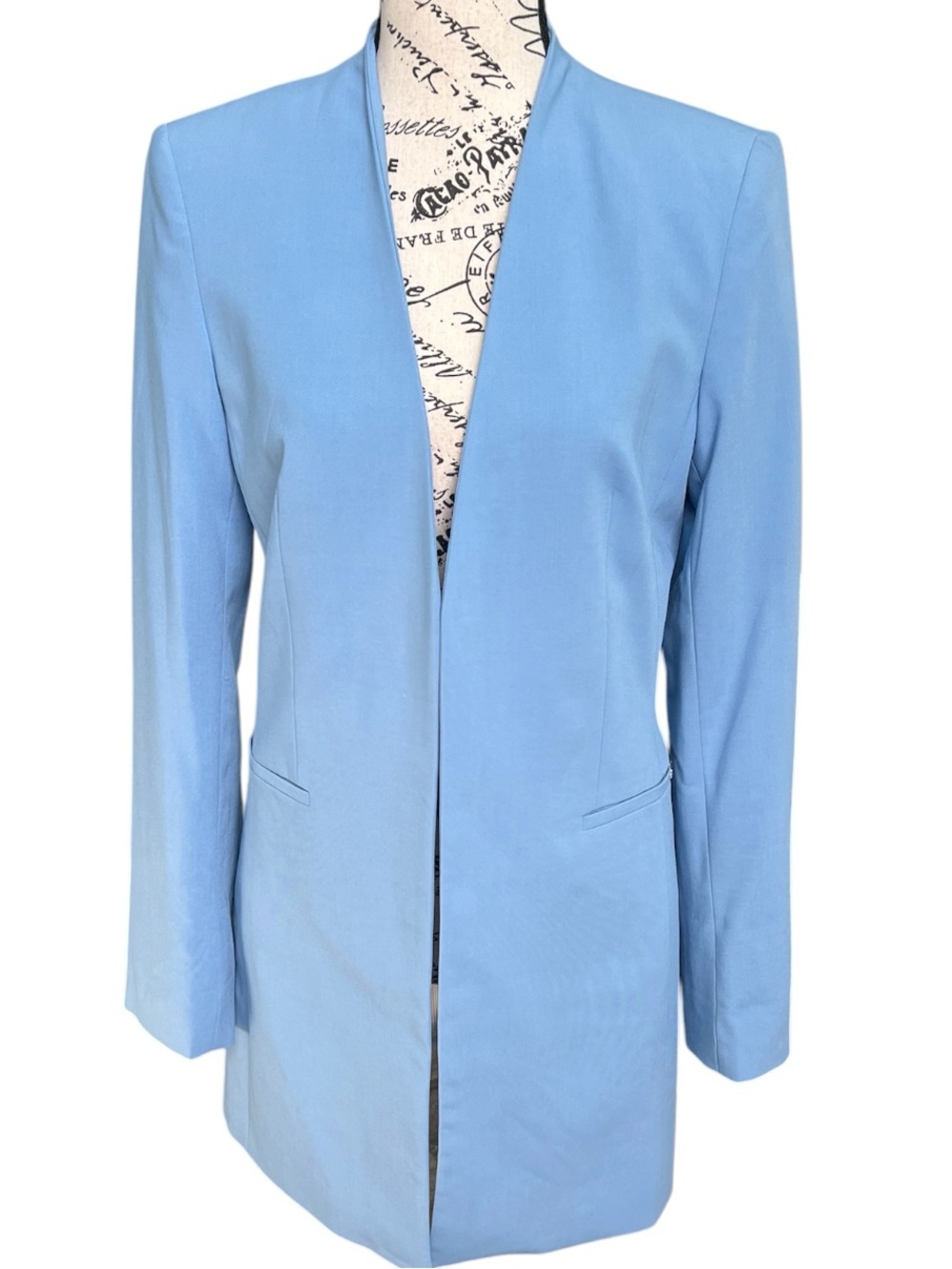 Calvin Klein Sky Blue Open-Front Blazer